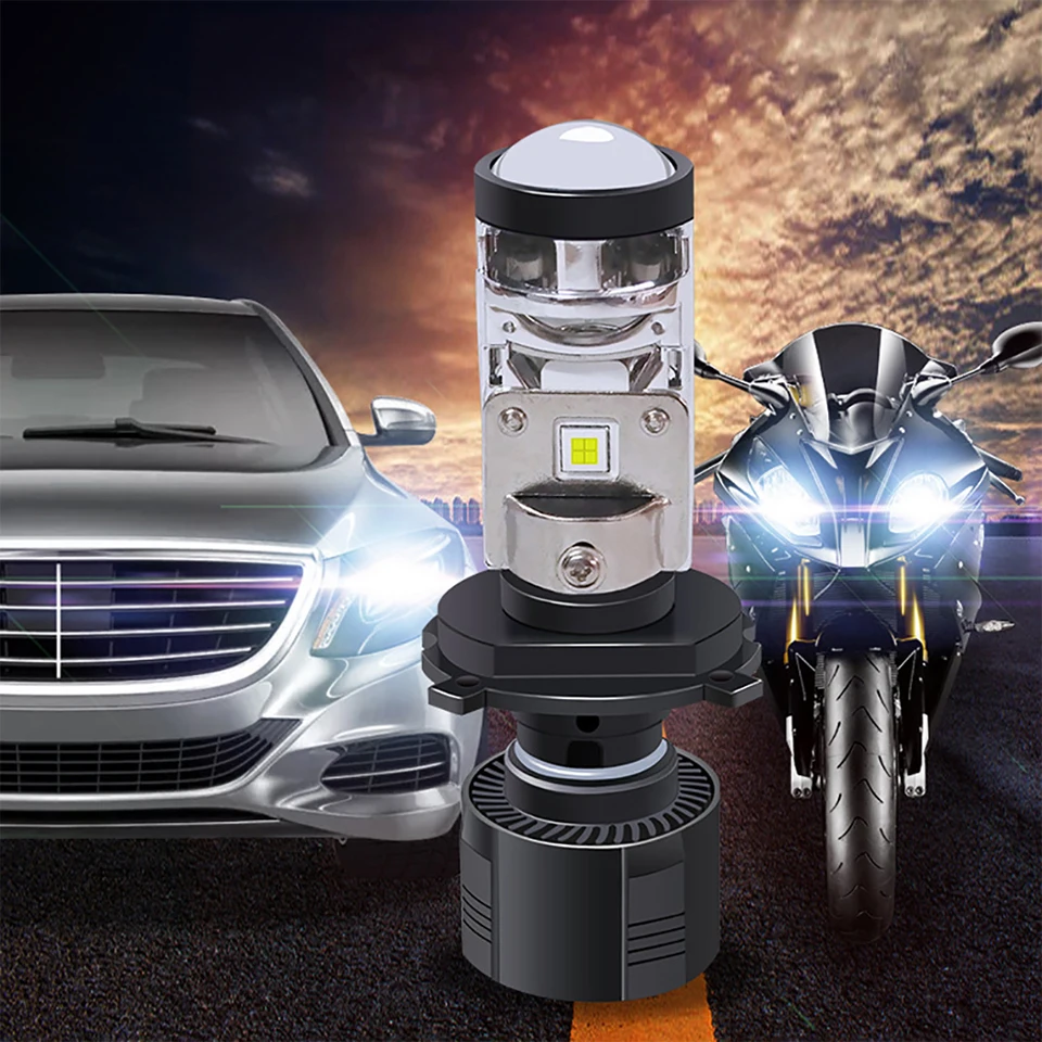 AOSHIKE, 2 шт., светодиодный мини-проектор, объектив 5500 K, Автомобильный светодиодный налобный фонарь, H4/H7, сменная фара, H4, поворот, H7, мотоциклетное освещение