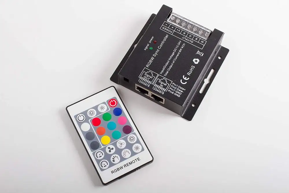 RGBW LED LIGHT CONTROLLER with remote control 4 channel for RGB RGBW LED Light Strip Compatible with 12v 24v Power Su