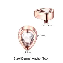 Нержавеющая сталь дермальный верх розовое золото микро дермальный якорь верхняя кожа дайвер титановый дермальный якорь поверхность ювелирные изделия для пирсинга тела