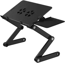 

HUANUO Adjustable Laptop Stand for up to 17 inch Laptops, Portable Laptop Table Stand with 2 CPU Cooling Fans, Detachable Mouse