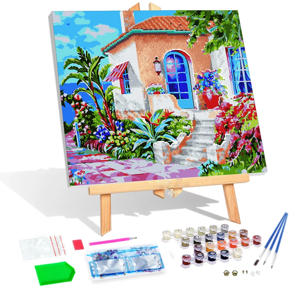 36 Styles 40x50cm 2 In 1 Wood Frame Natural Scenery Diamond Painting