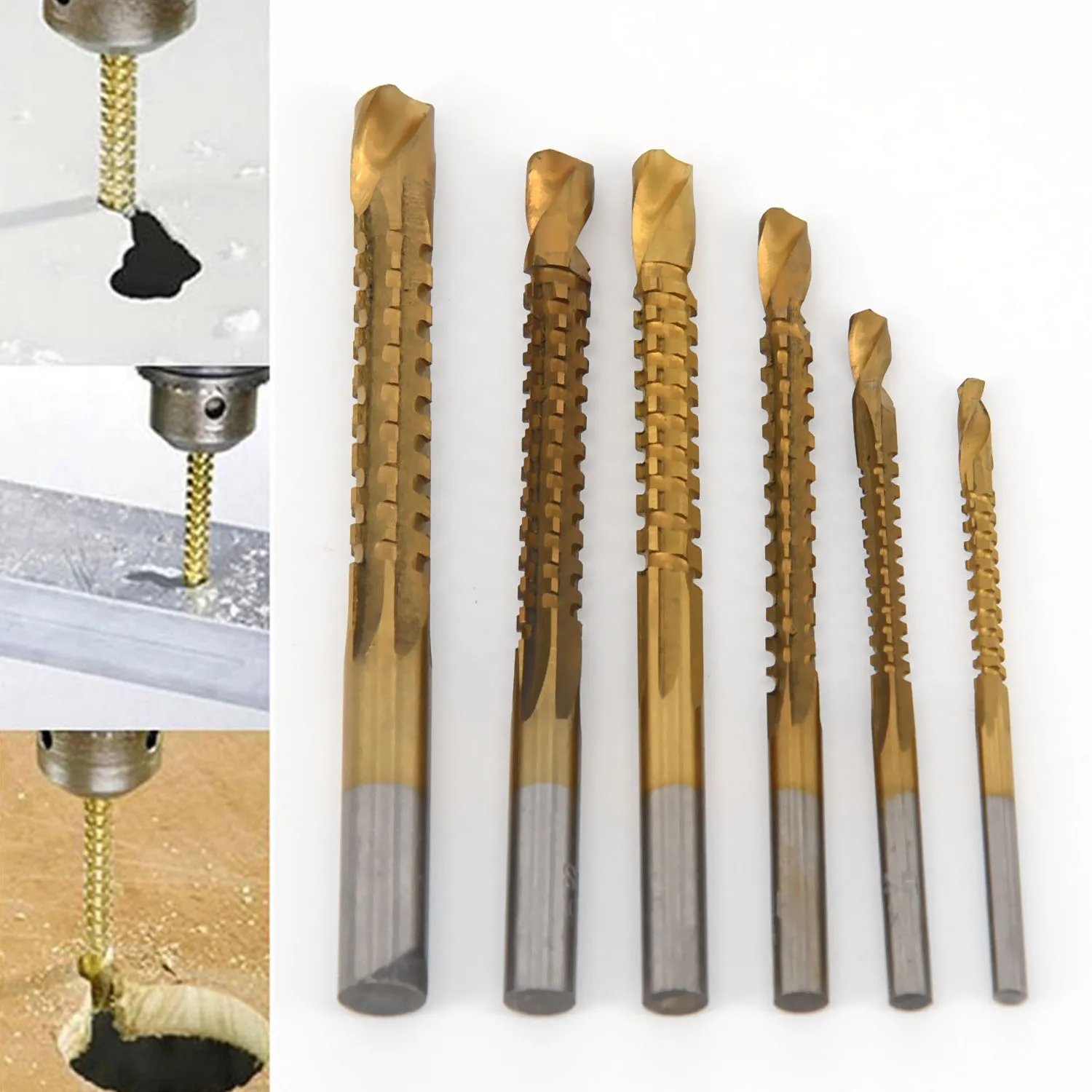 

6pcs HSS Metric Drill Bit Set Titanium Coated Drills For Metal Wood Plastic DIY