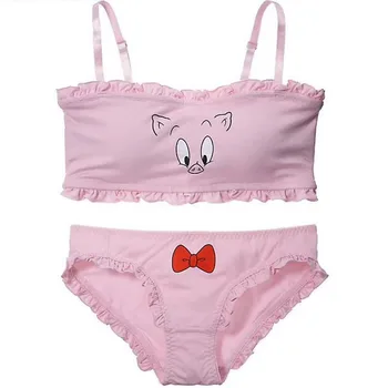 

Sexy Panties for Girls Japanese Lolita Cute Pig Underwear Anti-glare Tube Top Underwear Bra Set Student Sexi Lingerie Set