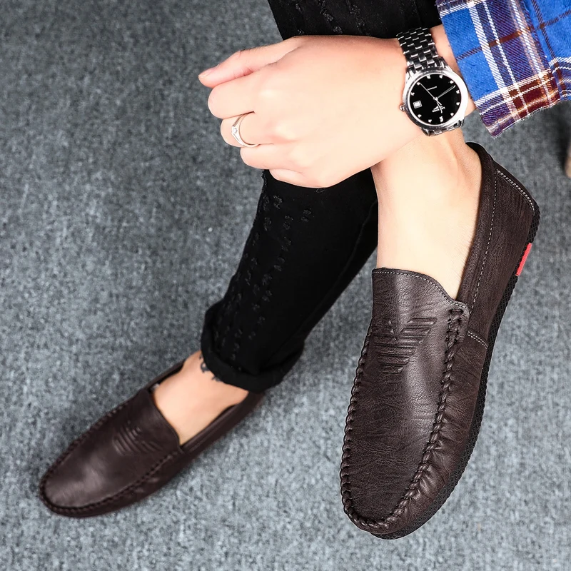 2020 New Fashion Men Loafers Soft Moccasins High Quality Spring Autumn Genuine Leather Shoes Men Soft Flats Driving Shoes