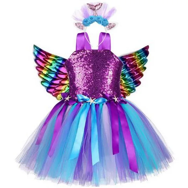 Kids World Book Day Unicorn Costume Girls Birthday Party LED Lights Sequin Rainbow Tutu Dress Shiny Princess Cosplay Costume style-F
