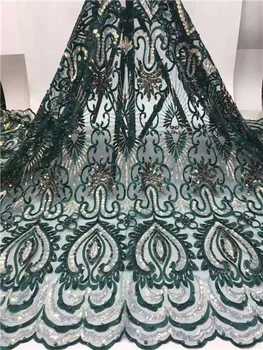 

New design 2019 Nigerian Lace Fabrics For Wedding Dress African sequins Lace Fabrics High Quality French Mesh Lace Fabric