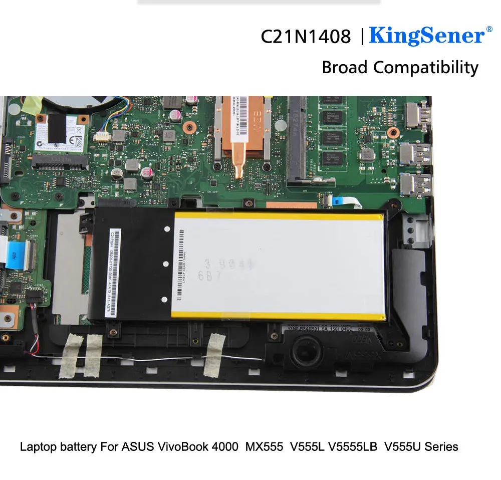 KingSener C21N1408 Аккумулятор для ноутбука Asus VivoBook 4000 MX555 V555L V555LB V555U серии 7,6 V 37WH гарантия 2 года