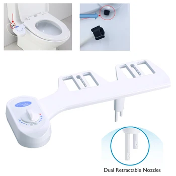 

Wash Seat Tube Sanitation Bathroom Home Toilet Attachment Self-cleaning Bidet Dual Nozzle Manual Adjustment Non Electric #734
