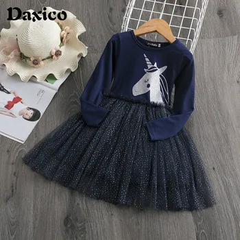

Long Sleeve Cartoon Girls Dress Autumn Kids Princess Dresses A-Line Children Clothing Wedding Party Costume Stage Dance Wear