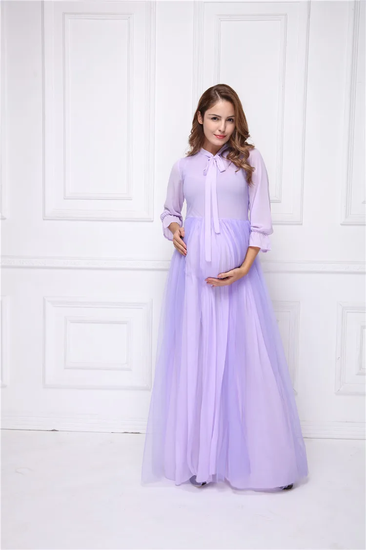 New maternity dresses for photo shoot pregnancy dress photography purple maternity gown Long dress Q1002