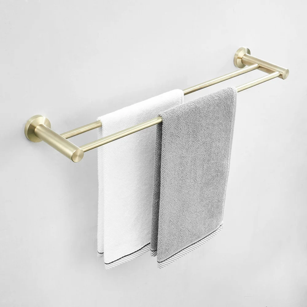 

304 Stainless Steel Gold Brushed Double Bar Holder Towel Bar Wall Mount Towel Rack Bathroom Accessories
