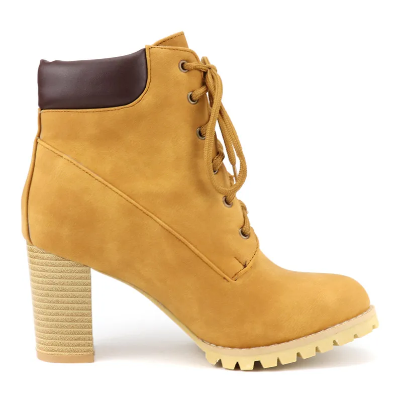 MORAZORA/ Большие размеры-48, женские ботильоны с круглым носком; зимние сапоги на шнуровке Обувь на высоком каблуке обувь на платформе; Женская Офисная обувь; обувь для женщин