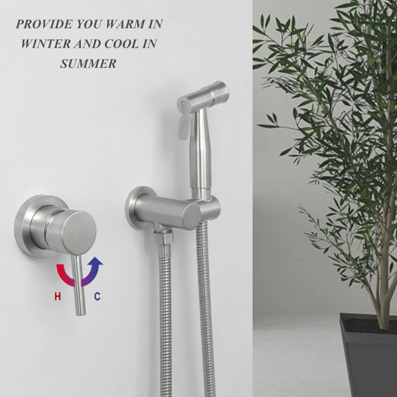 

Bidet Faucets Brushed Stainless Steel Bathroom Shower Tap Bidet Toilet Sprayer Toilet Washer Mixer Muslim Shower Ducha Higienica