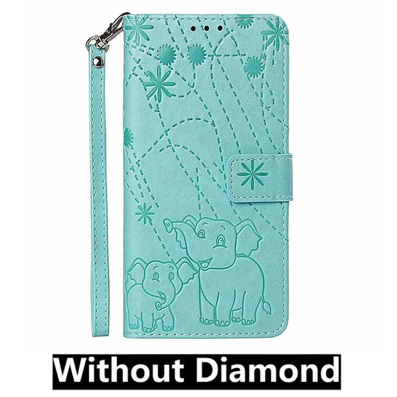Mint no diamond Для huawei P20 Pro P20 Lite Алмазный цветочный принт слон кожаный ювелирный флип-Бумажник Карманный Стенд чехол для телефона - Цвет: Mint no diamond
