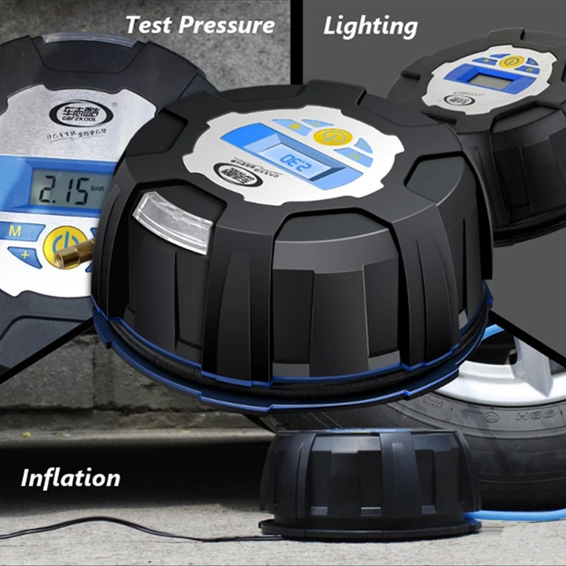 

12V Electric Vehicle Tire Inflation Mercury Round 120W Air Compressor Portable Car Led Digital Display Light Inflatable Car Tire