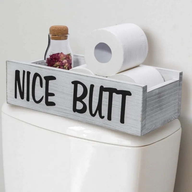 

Home Kitchen Supplies Wooden Bathroom Decor Box Toilet Paper Holder Storage Funny Gift Farmhouse Wooden Rustic Decor