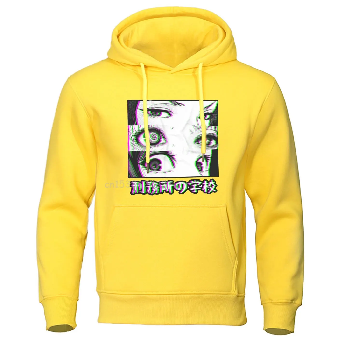 Japanese Anime Hoodies Prison School Eyes Sad Sweatshirt Aesthetic Pullover Women Men Clothing Harajuku Streetwear Cotton