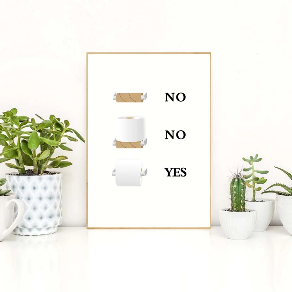 Fun Quirky Toilet Paper Instructions Sign Wall Art Canvas Painting Poster Modern Home Decor Bathroom Funny Humor Minimalist
