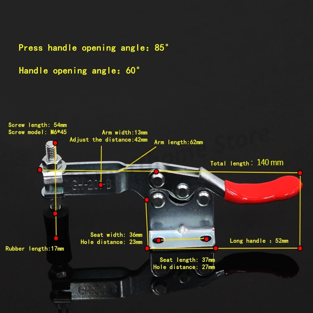 1 개 빠른 고정 클램프 수평 GH-201B 고정 고정 장치 랠리 90Kg 병렬 클램프 목공 클램프