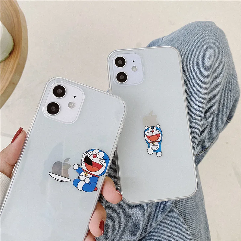 日本アニメドラえもんクリア電話カバーiphone 11 12プロマックスケースかわいいカップルケースiphone Xs Xr 7 8プラス12ミニfunda Phone Case Covers Aliexpress