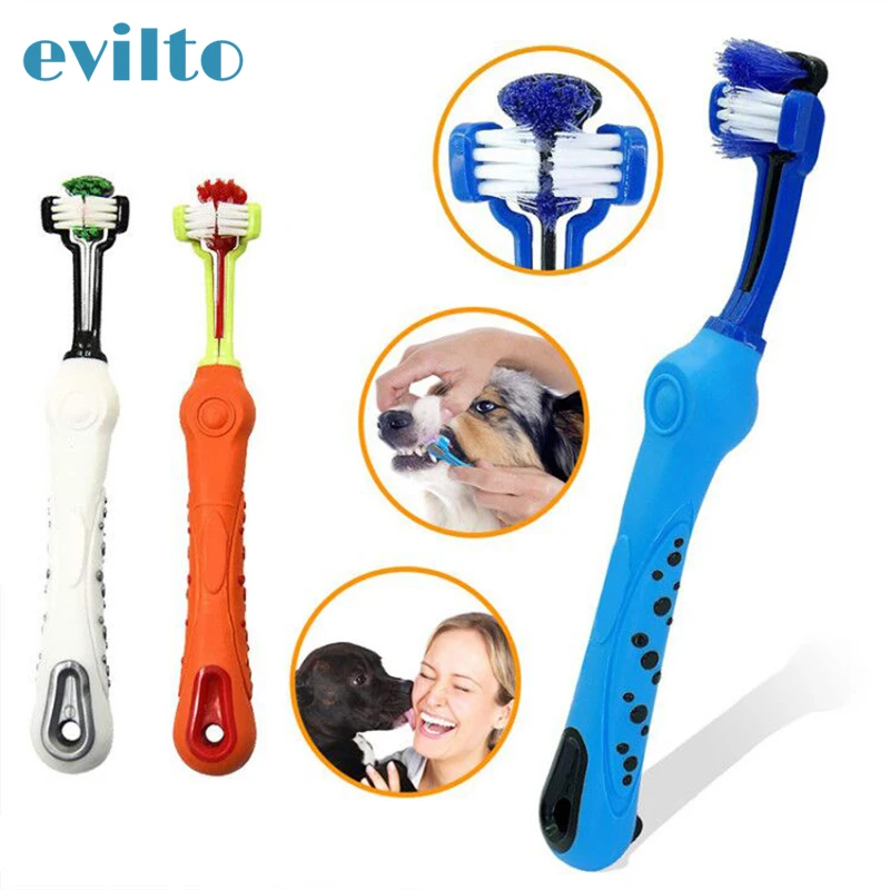 Three Sided Pet Toothbrush Theeth Cleaning Dog Brush Addition Bad Breath Tartar Teeth Care Cat Mouth Products |