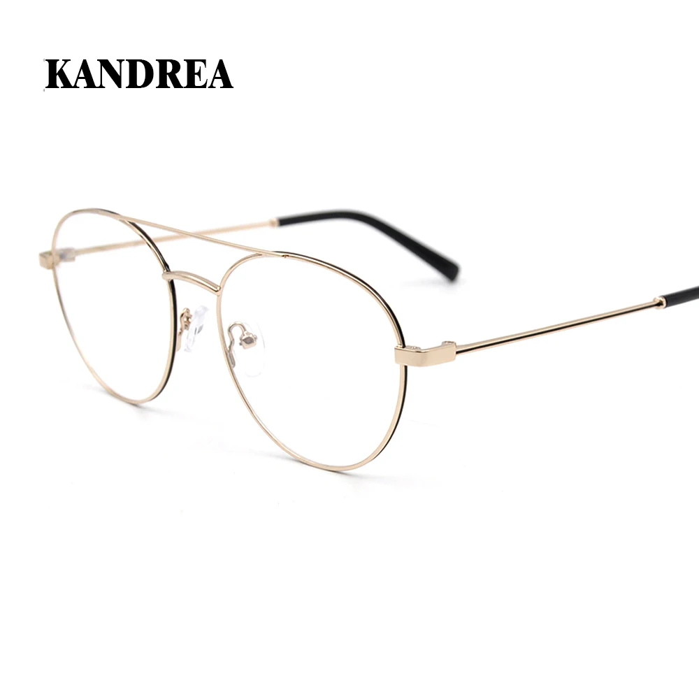 Kandrea модные оправы для очков, женские очки с двойным лучом, золотистые прозрачные круглые оправы для очков