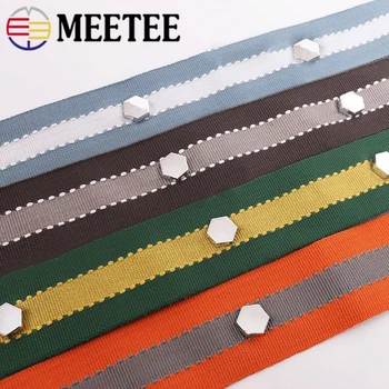 

2/5M Meetee 4cm Metal Buckle Webbing Lace DIY Curtain Decorative Pillow Lace Garment Accessories Sewing Material Rivet Ribbon