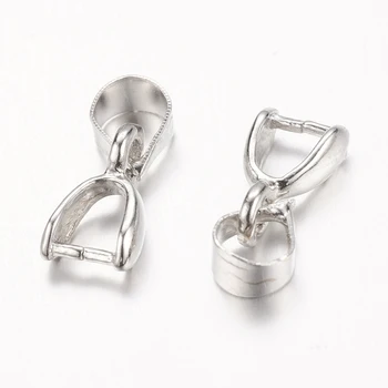 

200pcs Brass Clip Pinch Bails for DIY Necklace Earrings Charm Connector Making Jewelry Findings Platinum Color