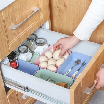 

Drawer Wheat Stalk Storage Box Desktop Sundries Sorting Box Kitchen Cutlery Compartment Storage Boxes Household Tool