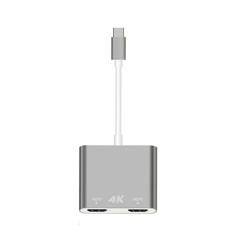 Серый usb type C для двойной HDMI адаптер хаб-конвертер для Windows OS X Linux для Android системы