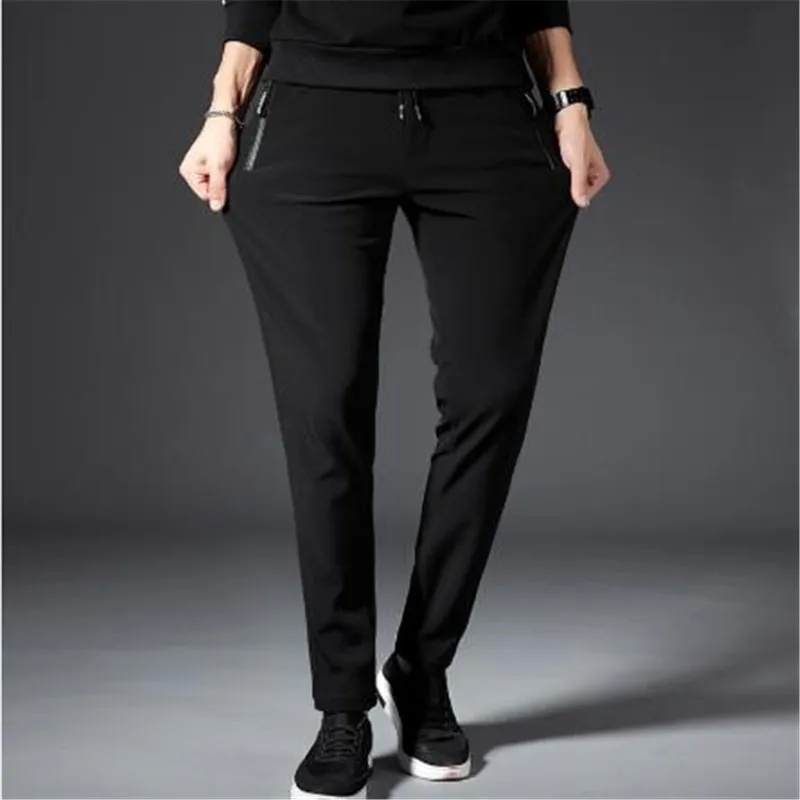 Sitaicery брюки мужские повседневные тонкие эластичные длинные брюки мужские прямые серые черные рабочие брюки мужские осенние зимние большие размеры M-5XL