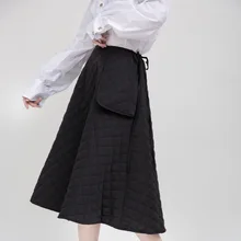 Модная Милая хлопковая юбка больших размеров с большим карманом для девочек; сезон осень-зима