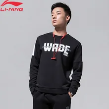 Li-Ning мужская толстовка с капюшоном серии Wade с принтом, свитер стандартного кроя, 82% хлопок, 18% полиэстер с подкладкой, спортивные топы для фитнеса AWDN665 CJAS18