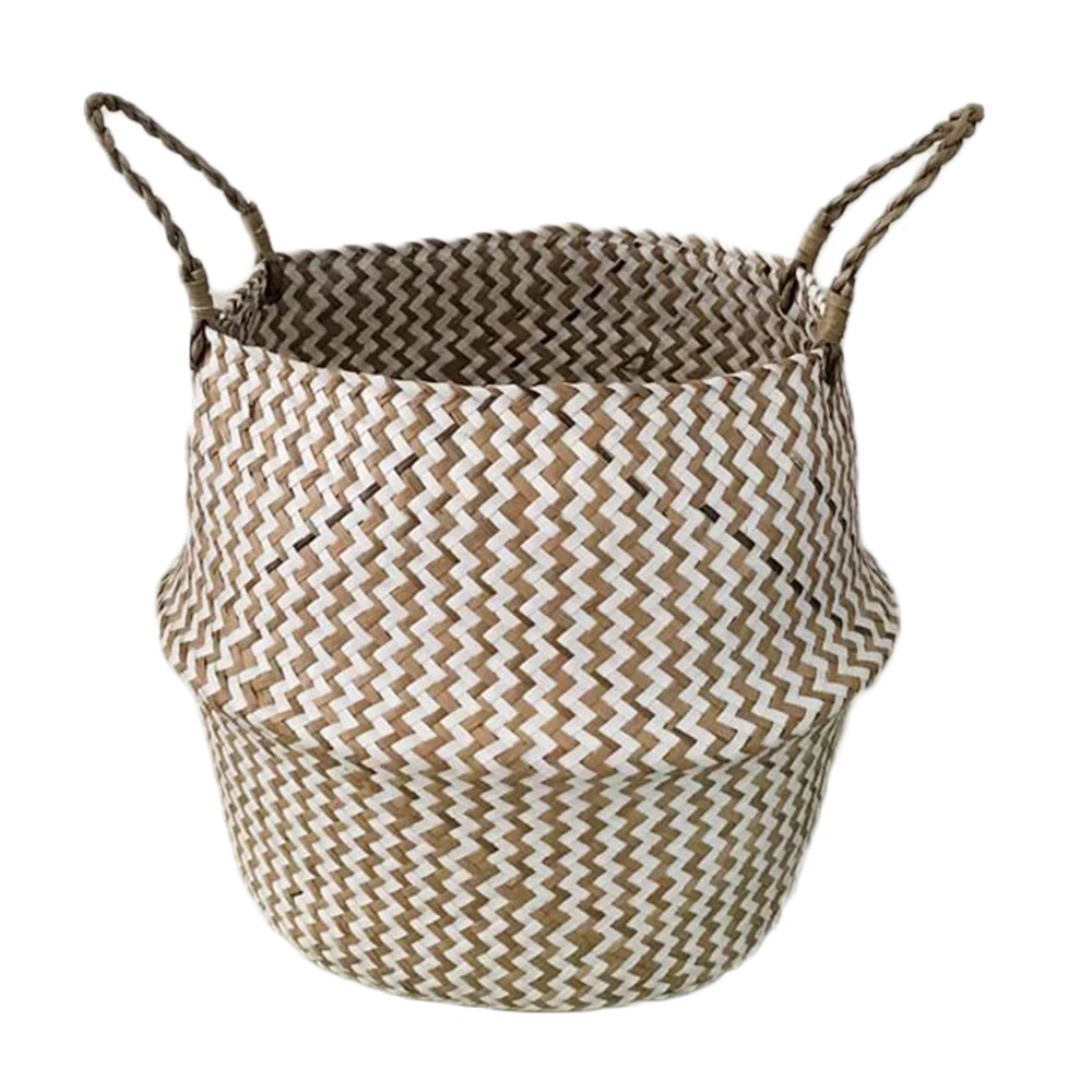 As Shown Seagrass плетеная корзина из ротанга Складной Подвесной Цветочный Горшок Кашпо тканая грязная корзина для хранения белья корзина Декор для дома - Цвет: As Shown