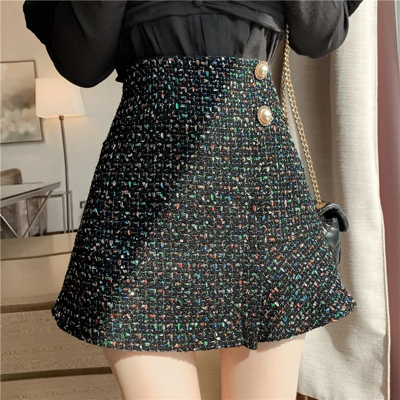 

Photo Shoot Skirt Autumn And Winter 2019 New Style Graceful Mini Skirt Versatile High-waisted Sheath Woolen A- line Short Dress