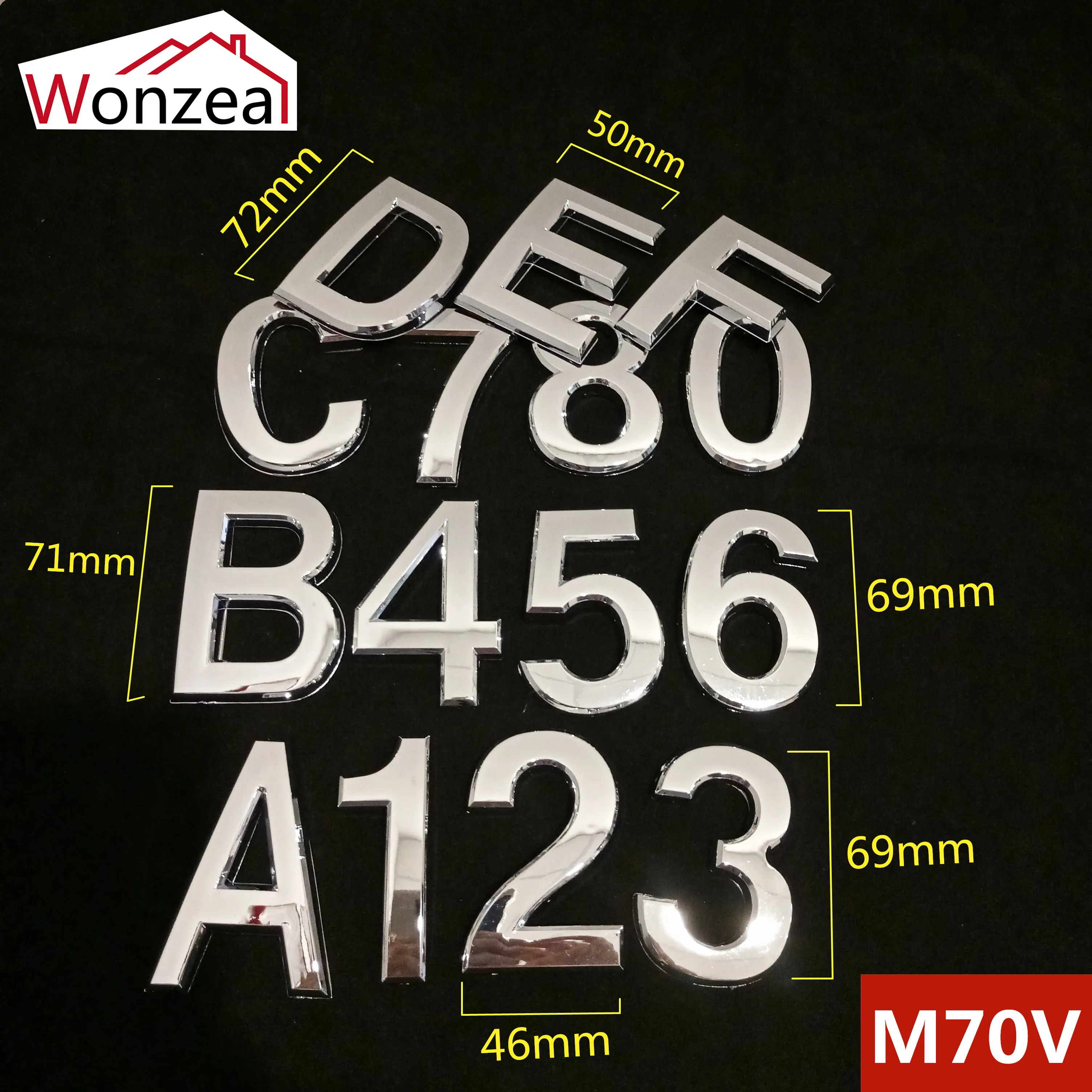 70 мм 0123456789ABCDEF Wonzeal Современная Серебряная Табличка номер для дома отель дверной