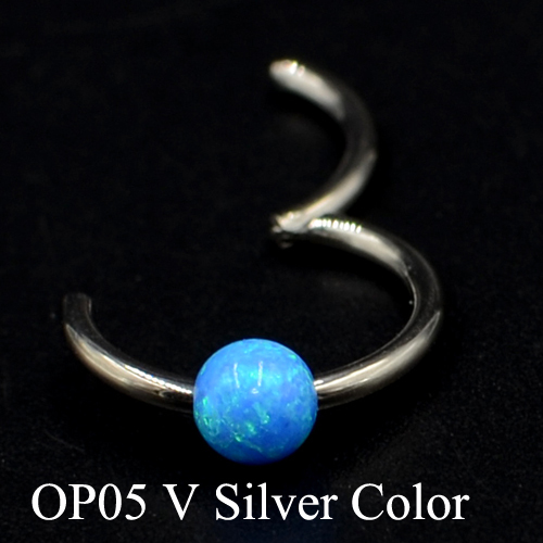 1Piece G23 18g&16gTitanium Opal Segment Hinged Ring Septum Nose Clicker Piercing Nose Lip Earrings Helix Nose Piercing