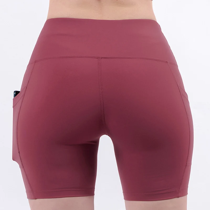 Quick Dry High Waist Running Shorts with Pocket Women Compression Yoga Tights Gym Fitness Short Pants Workout Leggings Custom