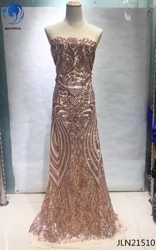 

Beautifical nigerian lace fabric 2018 high quality lace fabrics sequin lace for bridal dress blingbling lace 5yards/lot JLN215