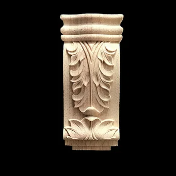 

European Decoration Retro Natural Wood Applique Onlay Decal Rubber Figurines Floral Large Rose Crown Leaves Vintage Home Decor