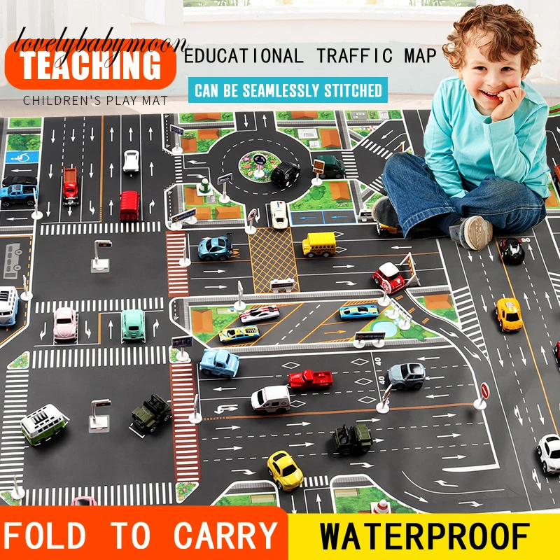 Baby Playing Pad Educational traffic rules map Road Carpet for Kids Play Mat Children Traffic Mats Cartoon City Game | Игрушки и хобби