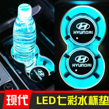

1Pcs Car 7 Color Led USB Cup Light Luminous Coaster Car LED Coaster For Hyundais IX25 IX35 ix35 iX45 iX25 i20 i30 Tucson Styling