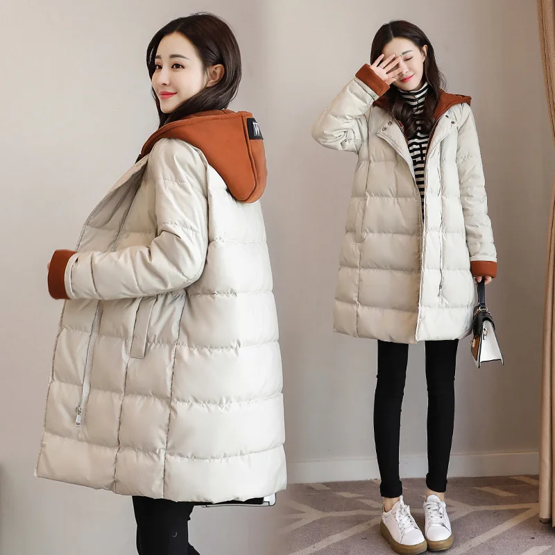 

2019 Winter New Style Women's Korean-style Short-height INS Cotton-padded Clothes College Style Middle Long Coat down Jacket Cot