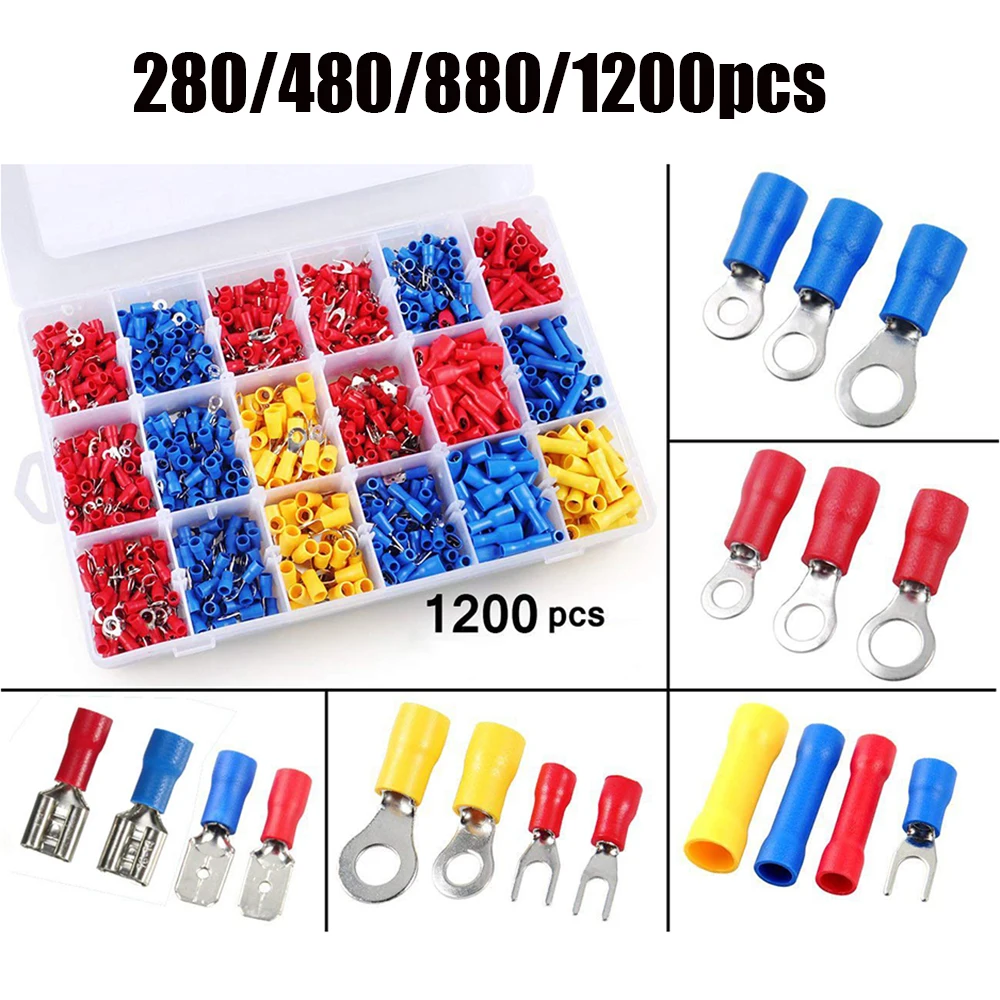 Plier Kit 1200pcs Assorted Insulated Electrical Wire Terminal Crimp Connector 