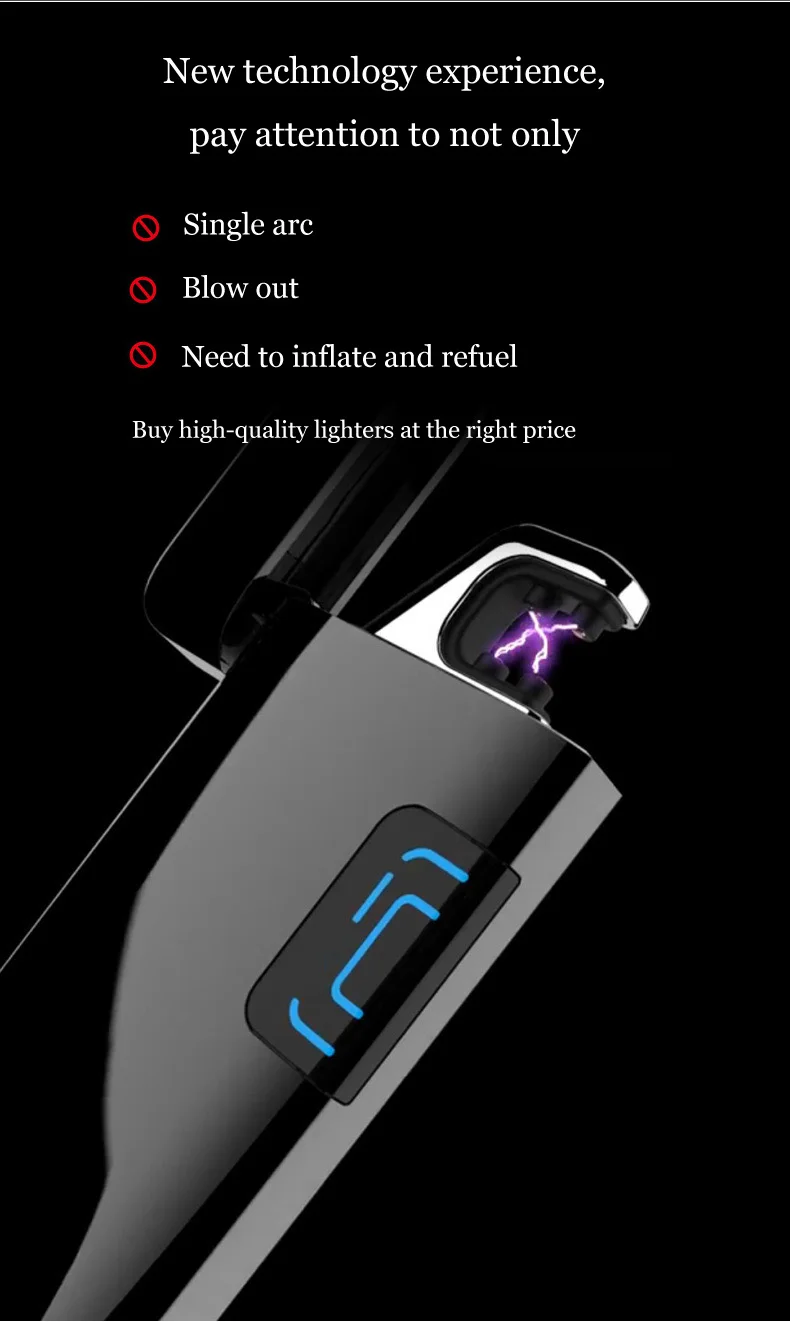

Ultra-thin windproof electronic lighter metal arc USB cigarette lighter birthday gift