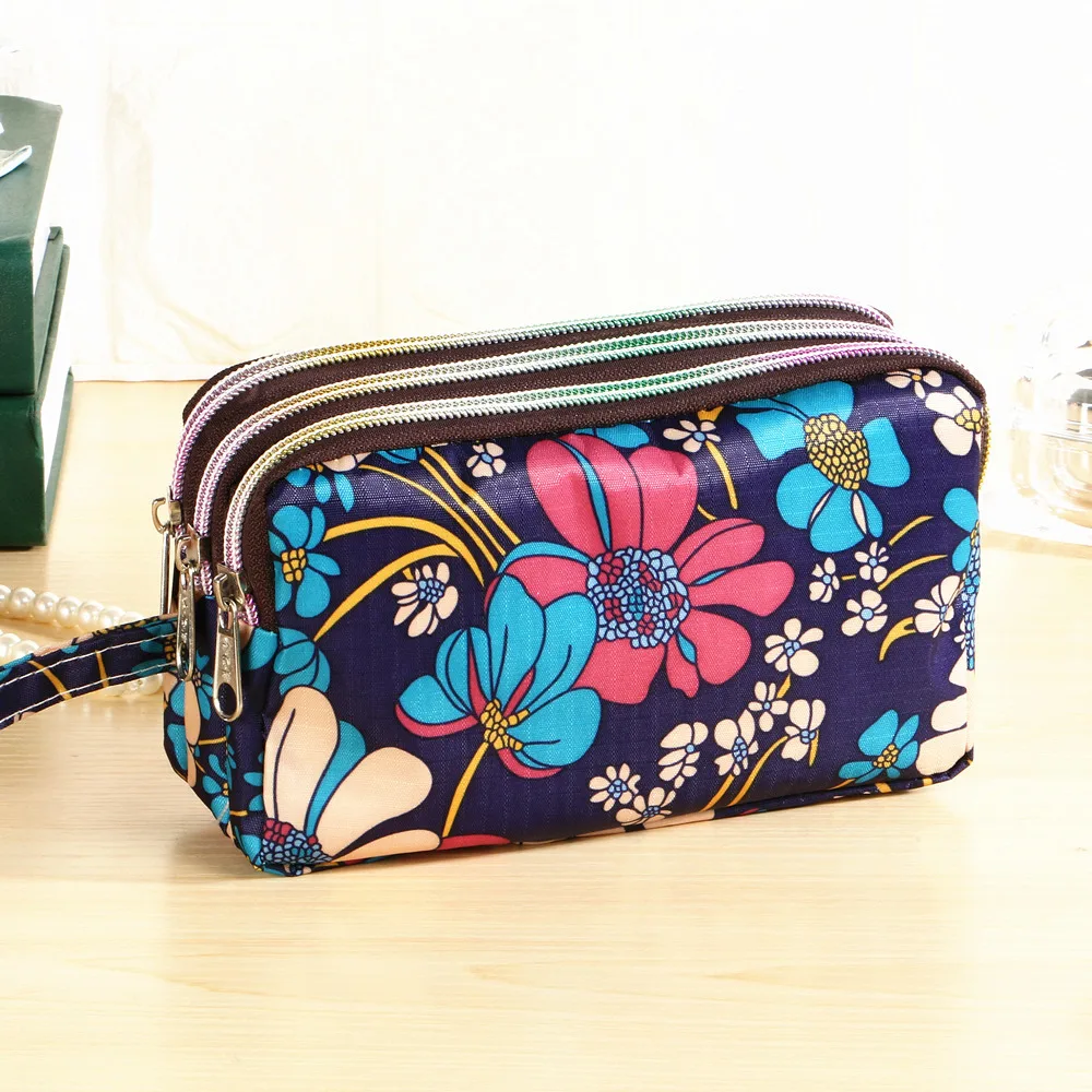 

2018 New Style Hand Exquisite Three Zip Coin Purse Oxford Cloth Carrying Women's Wallet