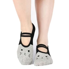 Женские носки для йоги, пилатеса, милые Нескользящие носки для пилатеса, для фитнеса, Нескользящие хлопковые тапочки для танцев, балета