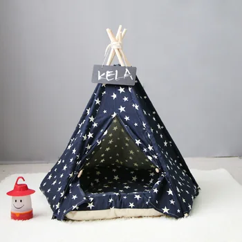 

Foldable Dog Tent house Comfy Cozy Cat Bed Cotton Canvas Dog home cat House Mat Portable Teepee Cushion Sleeping Mat Pet kennel