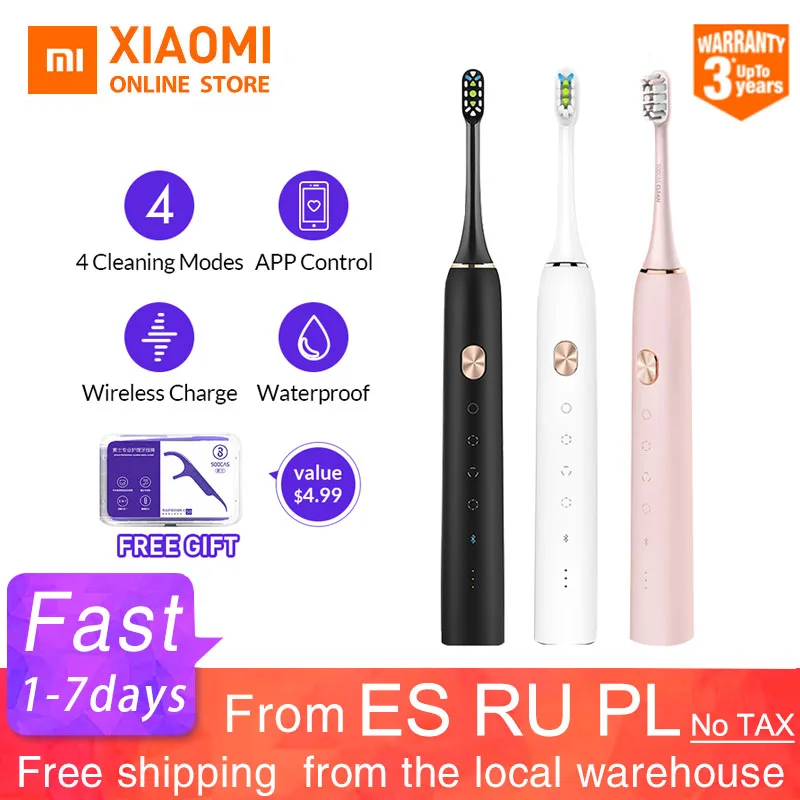 R$165.26 30% de desconto|Xiao mi jia escova de dentes soocare x3 x3s soocas atualizado elétrica sonic inteligente bluetooth carga sem fio à prova dwaterproof água mi casa app on AliExpress 