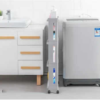 

BNBS The Goods For Kitchen Storage Rack Fridge Side Shelf 3/4 Layer Removable With Wheels Bathroom Organizer Shelf Gap Holder